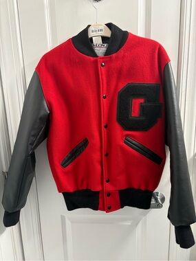 DeLong Red & Black Varsity Letterman Jacket with 'G' Patch
